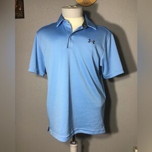 UNDER ARMOUR SHIRT HEATGEAR GOLF POLO SHORT SLEEVE Sz L BLUE  100% POLYESTER